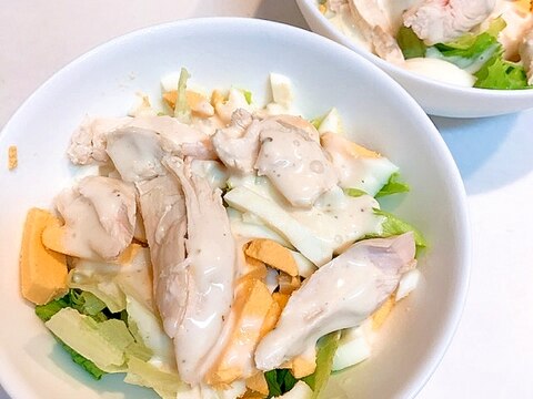 しっとり鶏胸肉で☆レタスとゆで卵の美味しいサラダ